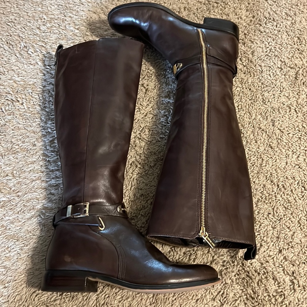 Brown Michael Kors riding boots